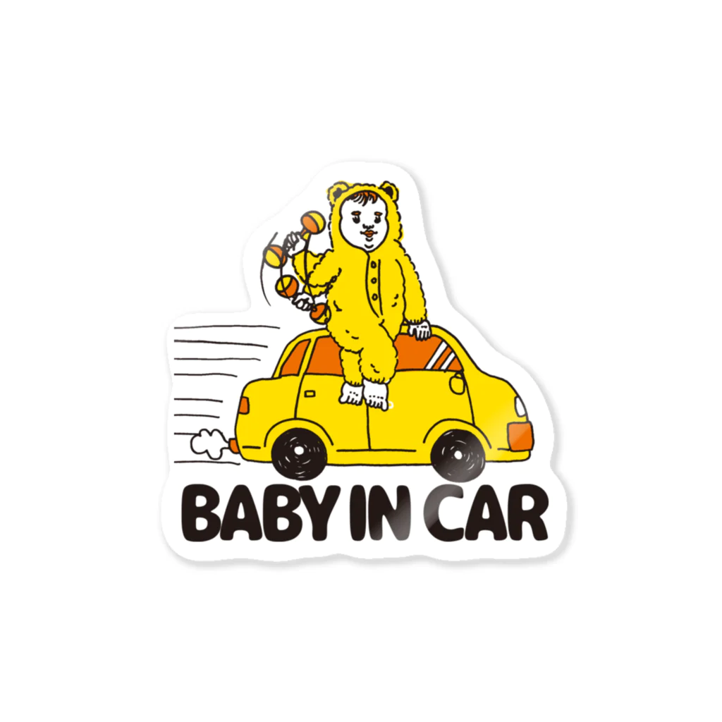 OKAMEのBABY IN CAR　イエロー（背景なし） Sticker