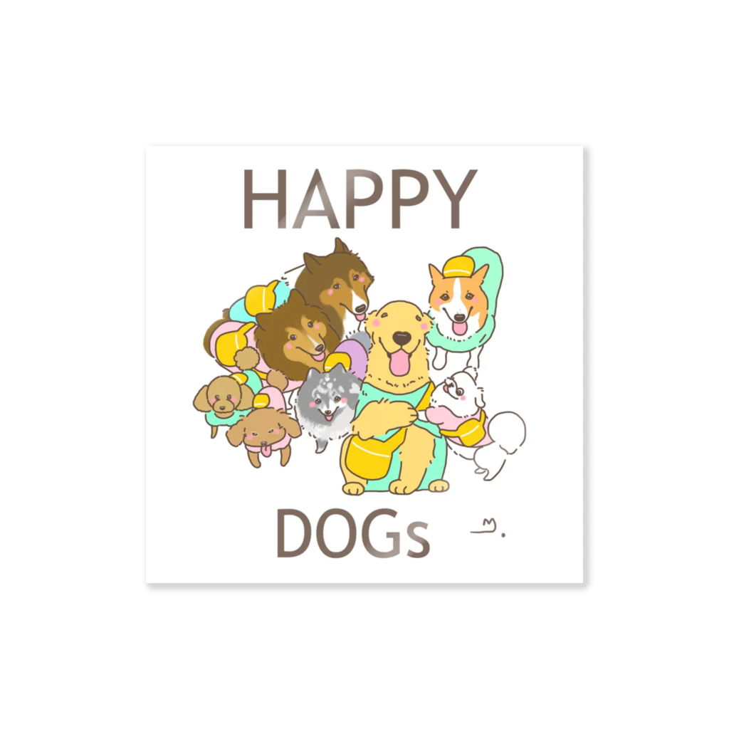 遥ん/犬顔絵　のいぬたち 背景あり Sticker