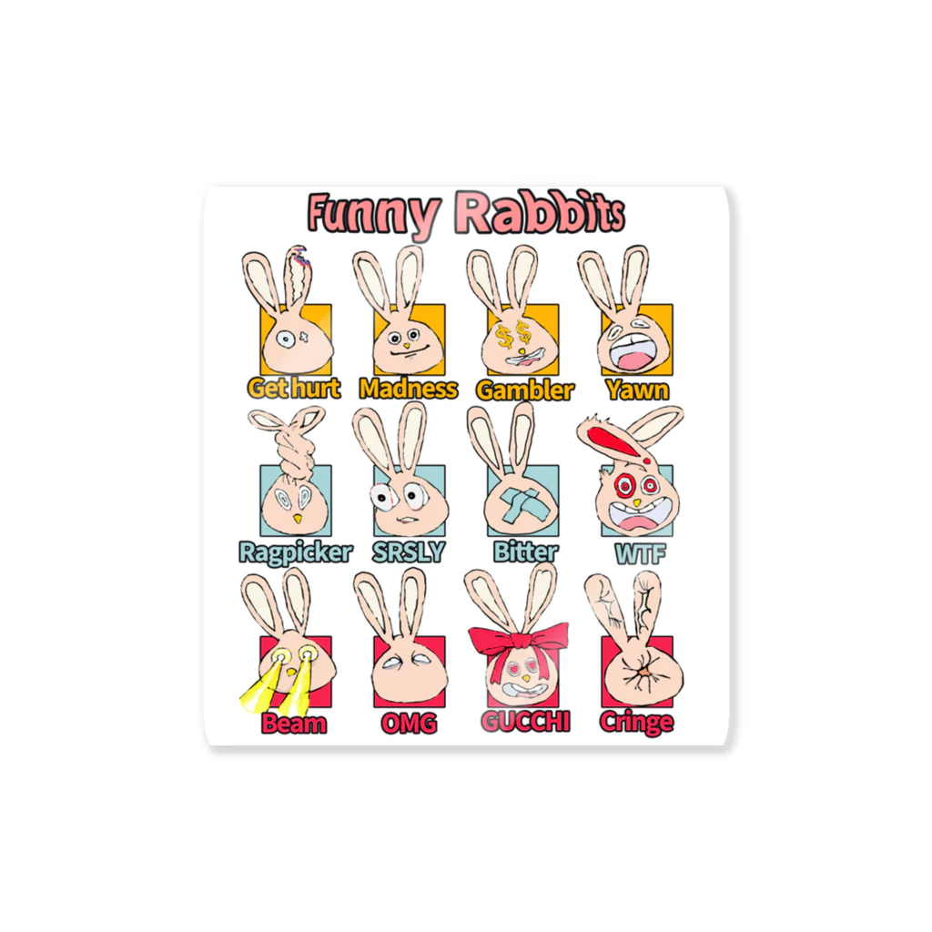 HIRAのご機嫌なうさぎ🐰　12匹ver Sticker