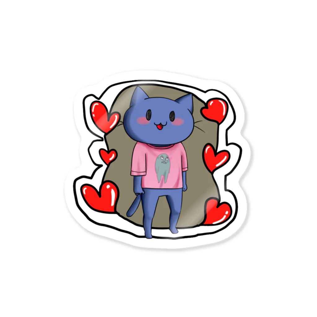 ネコゲッティのだらけ猫ハート Sticker