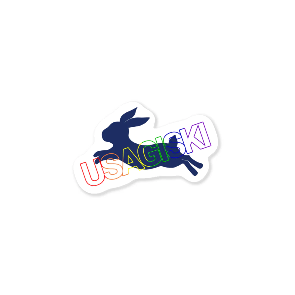 【USAGISKI】(ウサギスキー)の(小)レインボーロゴステッカー ステッカー