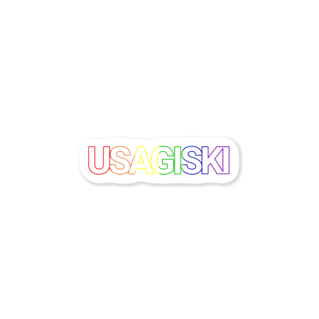 【USAGISKI】(ウサギスキー)の(小)シンプルレインボーロゴステッカー Sticker