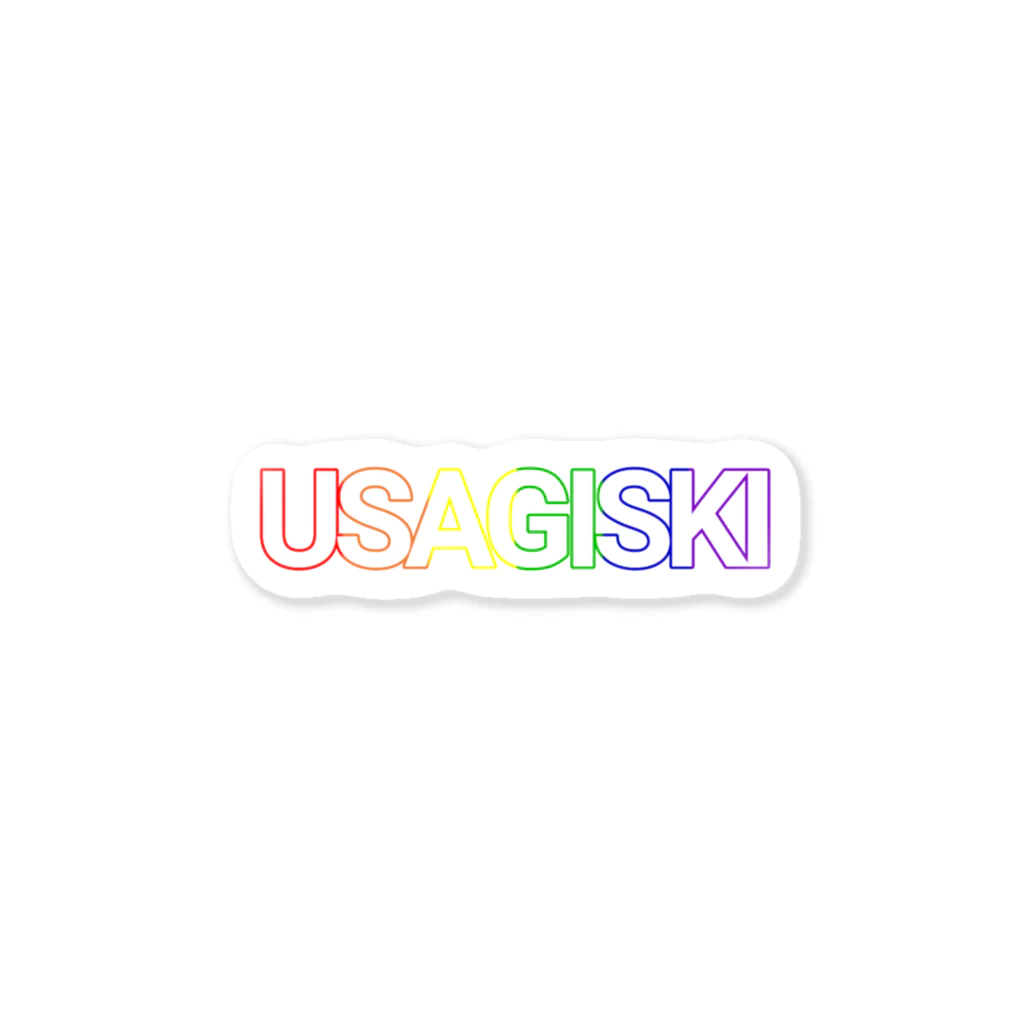 【USAGISKI】(ウサギスキー)の(大)シンプルレインボーロゴステッカー Sticker