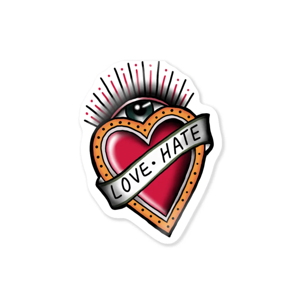 ACA oldschool tatsのLove Hate Sticker