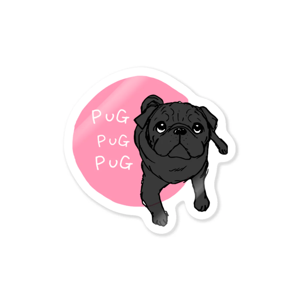 Ayumi HIdakaのPUGPUGPUG 黒パグ✖️ピンク ステッカー