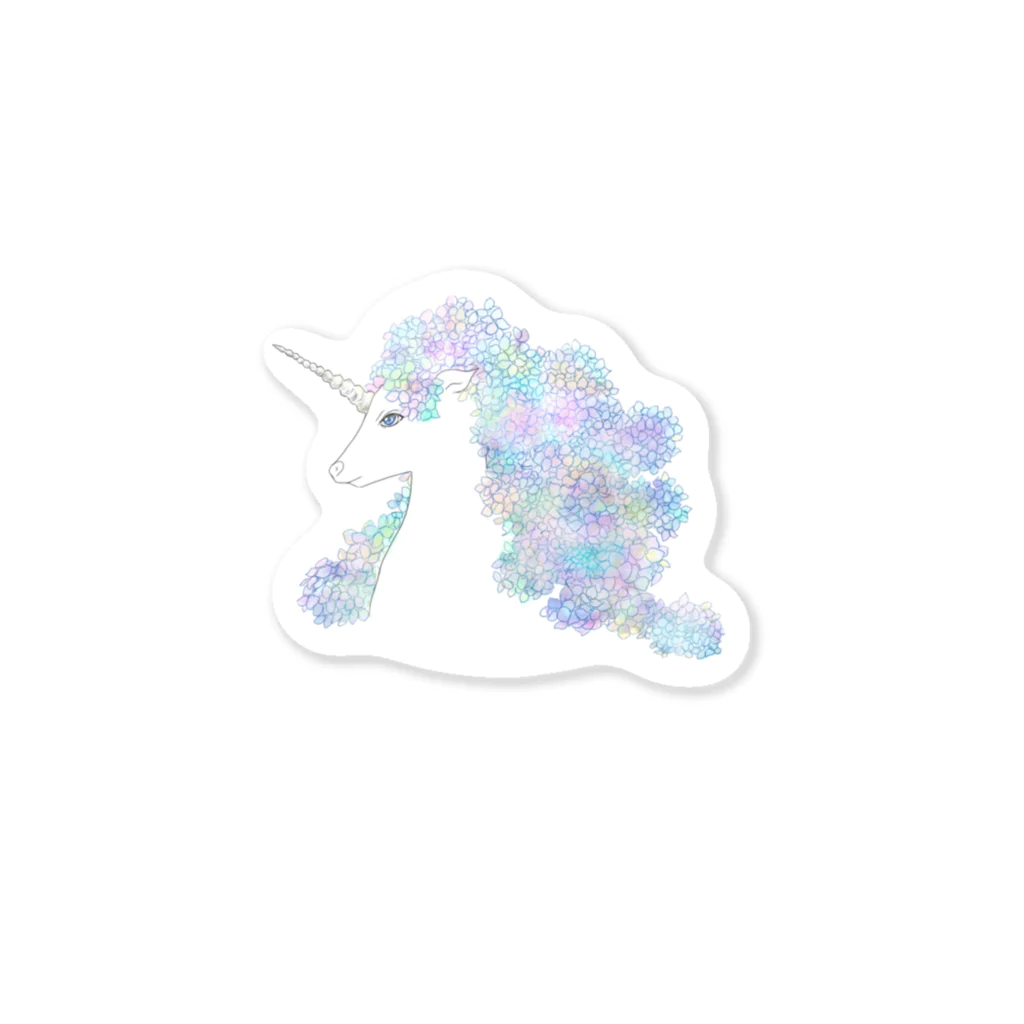 水色気分の紫陽花ユニコーン Sticker