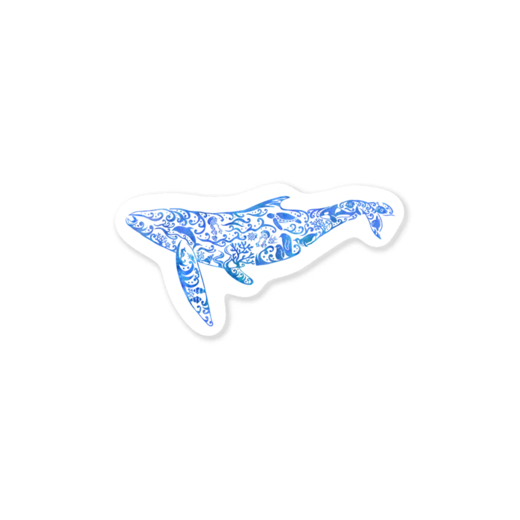 ラルゴのWhale In The Sea Animal(青) Sticker