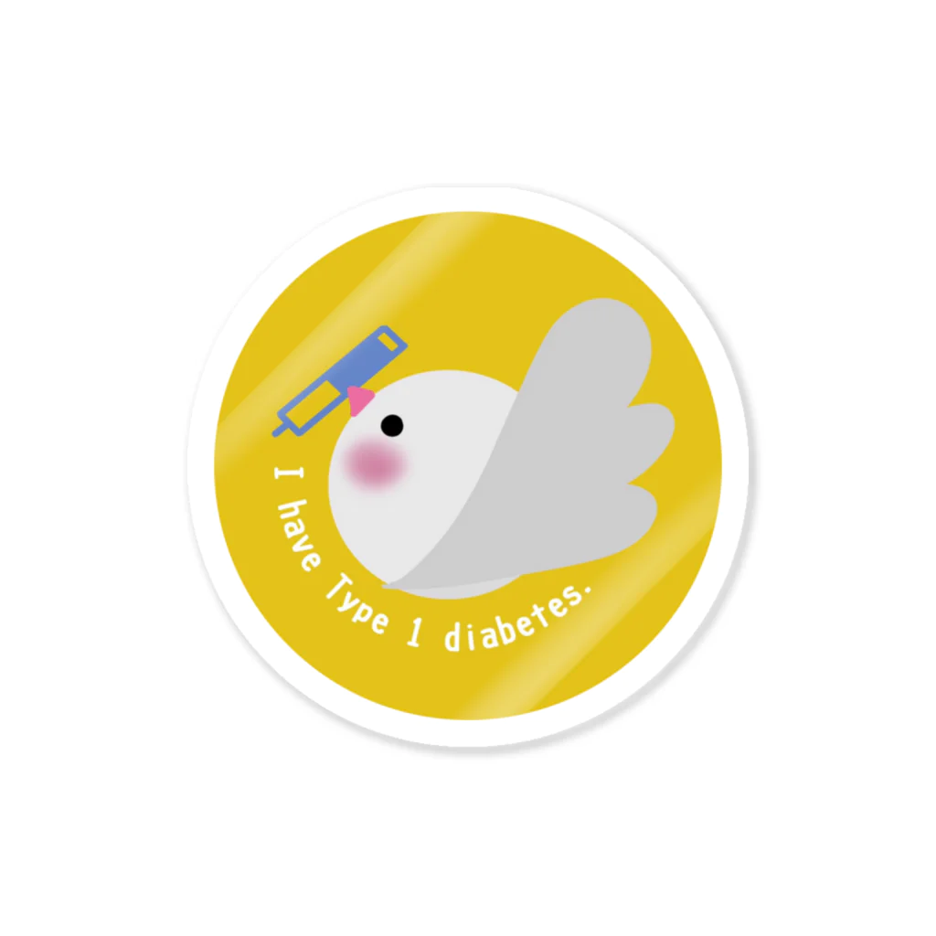 文鳥屋さんの1型糖尿病文鳥デザインロゴマーク Ver.イエロー Sticker