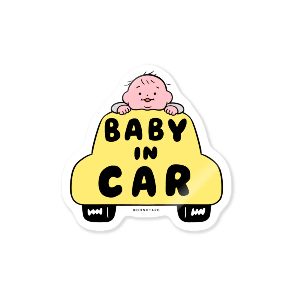 たろう(な気分)屋さんのベイビーインカー/BABY IN CAR(yellow) ステッカー