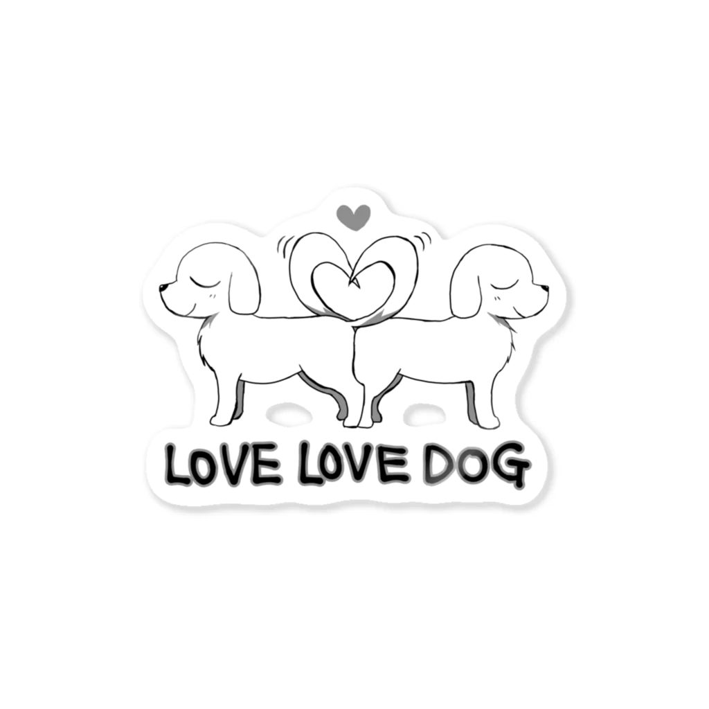 きょううんRRR・SUZURI支店のLOVE LOVE DOG ステッカー