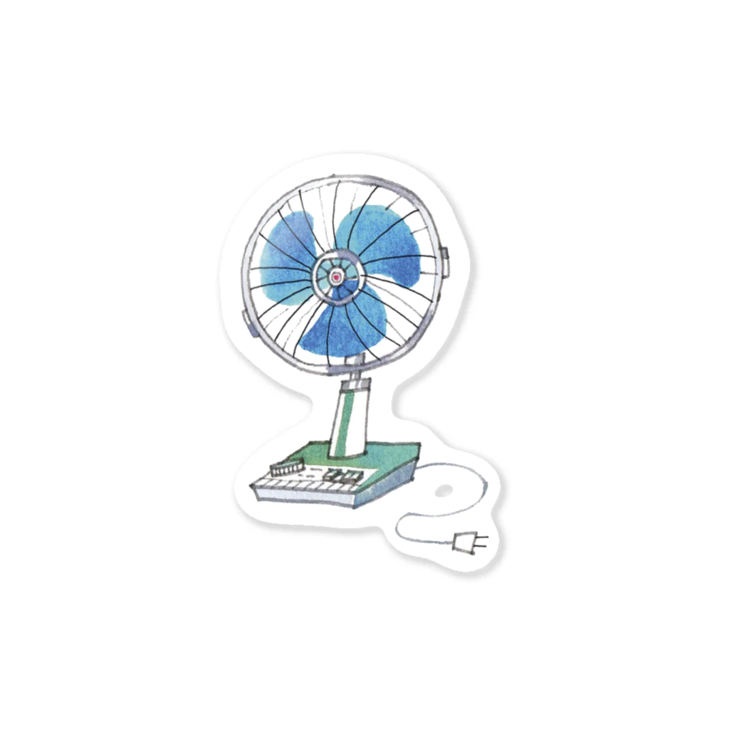 おかやまたかとしのレトロ扇風機 ステッカー