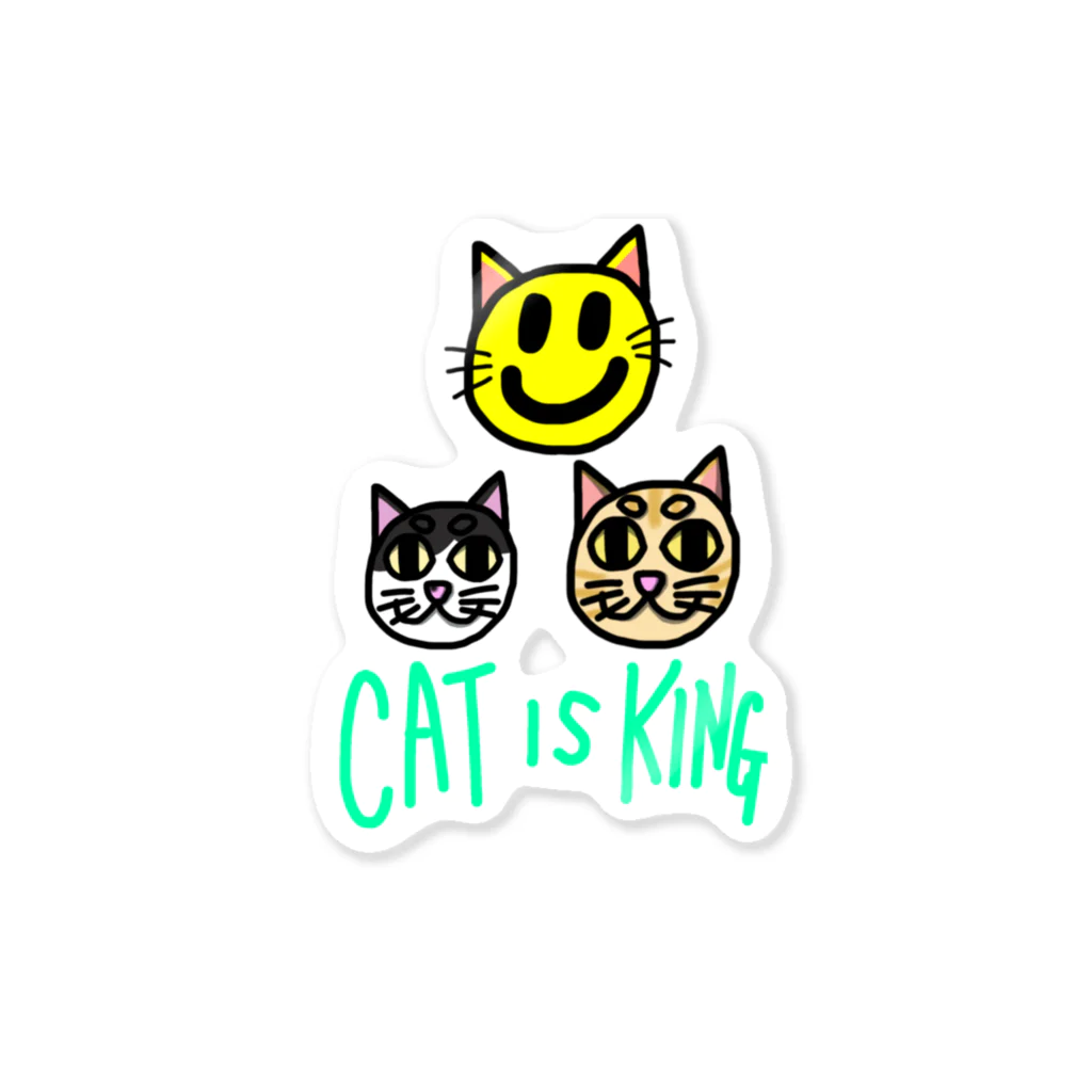 yurikonbuのCAT IS KING ステッカー Sticker