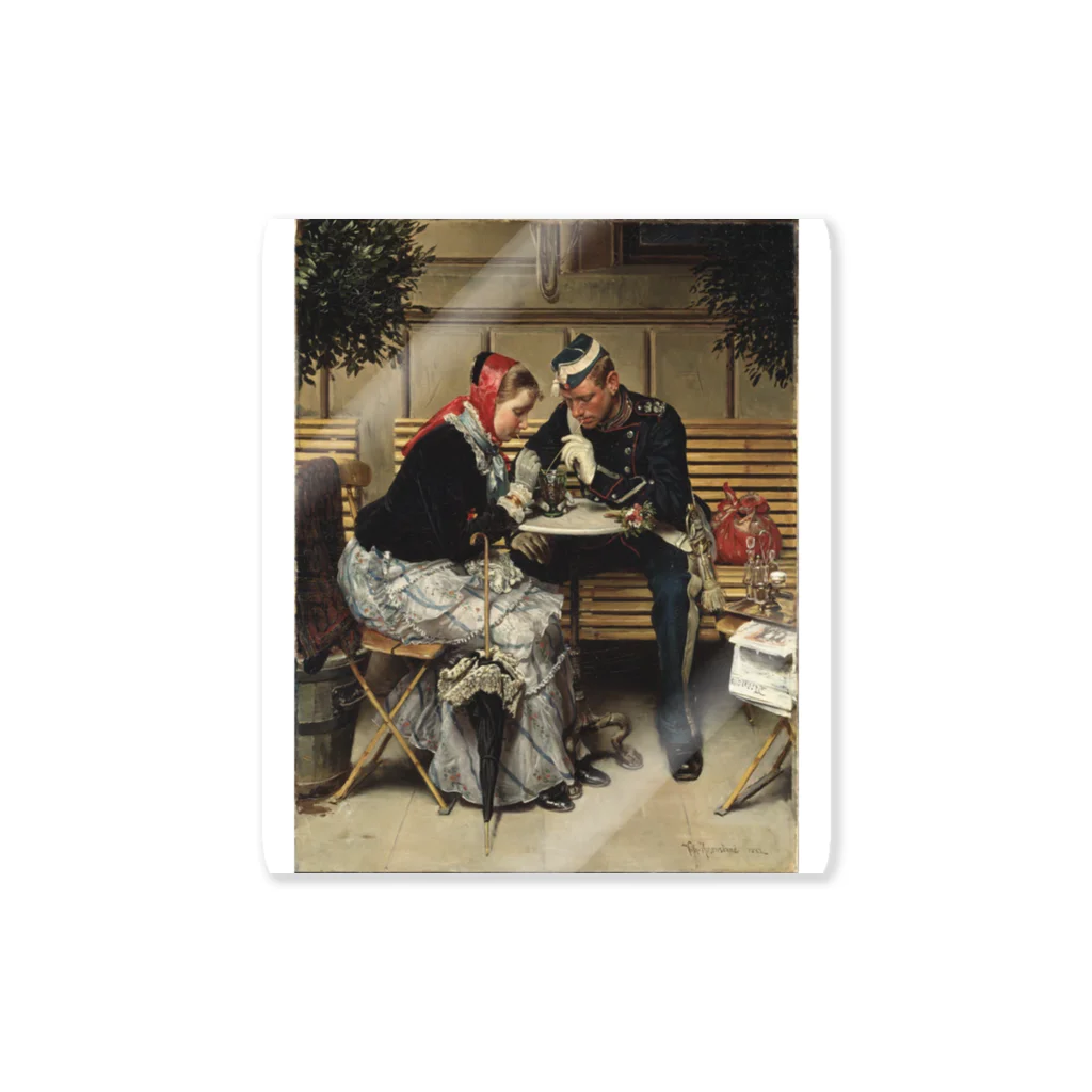 世界の絵画アートグッズのヴィルヘルム・ローゼンスタンド《コペンハーゲン、カフェ・ア・ポルタの外で》 Sticker