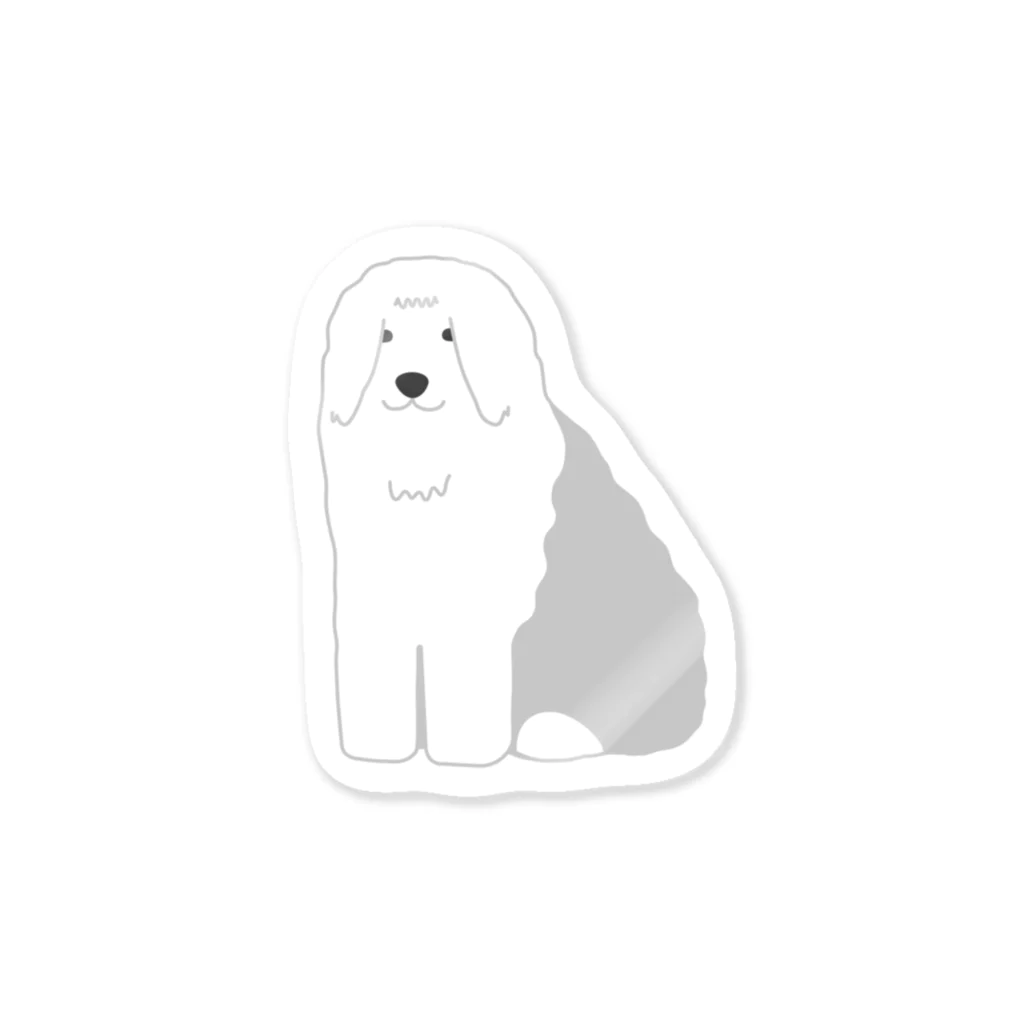 ゆいたっく／犬イラストのオールドイングリッシュシープドッグ Sticker