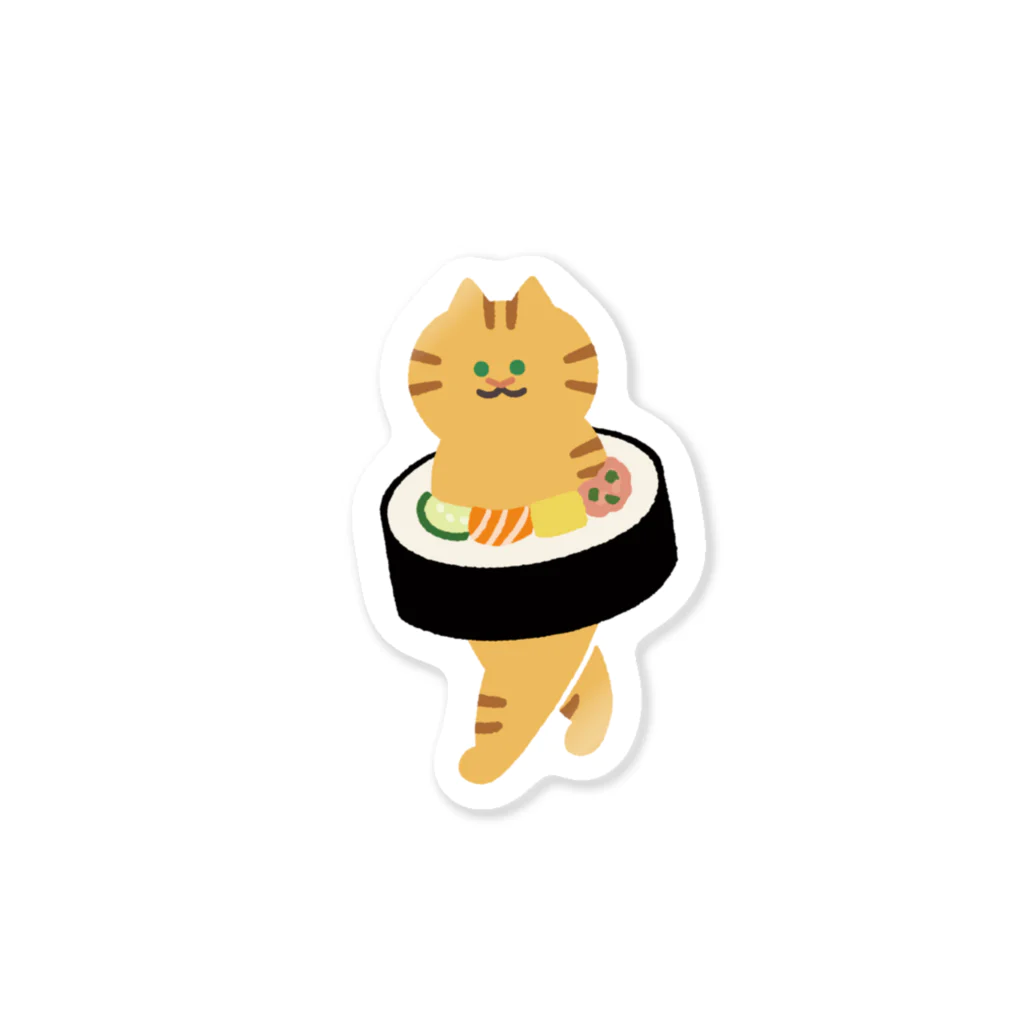 SUIMINグッズのお店の太巻きを自らに巻きつけて運ぶねこ Sticker