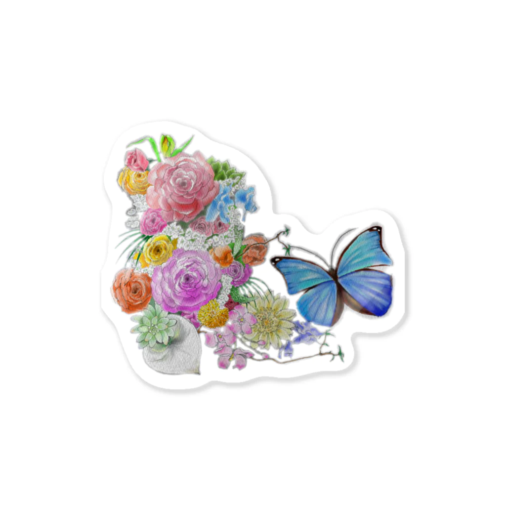 miritakaの時間の花と蝶 ステッカー