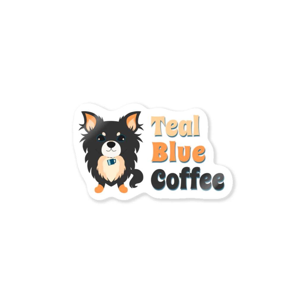 Teal Blue Coffeeのpuppy teal ステッカー