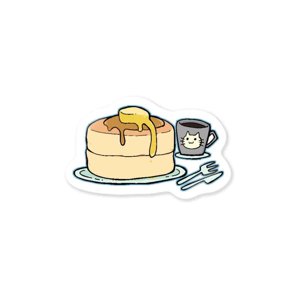 空想舩のパンケーキとコーヒーを食したいステッカー Sticker