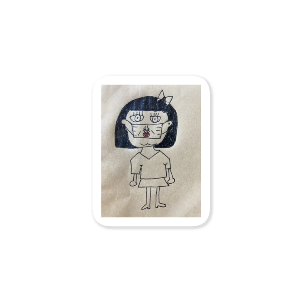 気まぐれ女の子の女の子のマスクの中身 Sticker