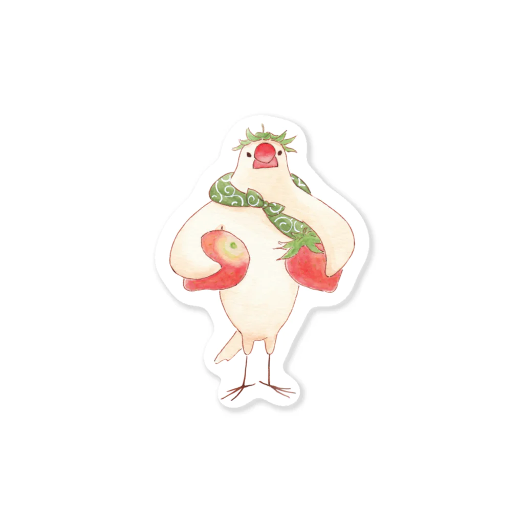 ふろしき文鳥のお店の苺のヘタ冠 Sticker