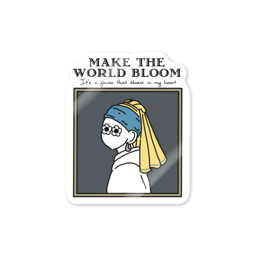 EHWA イファの真珠耳飾りのお花の目少女 Sticker