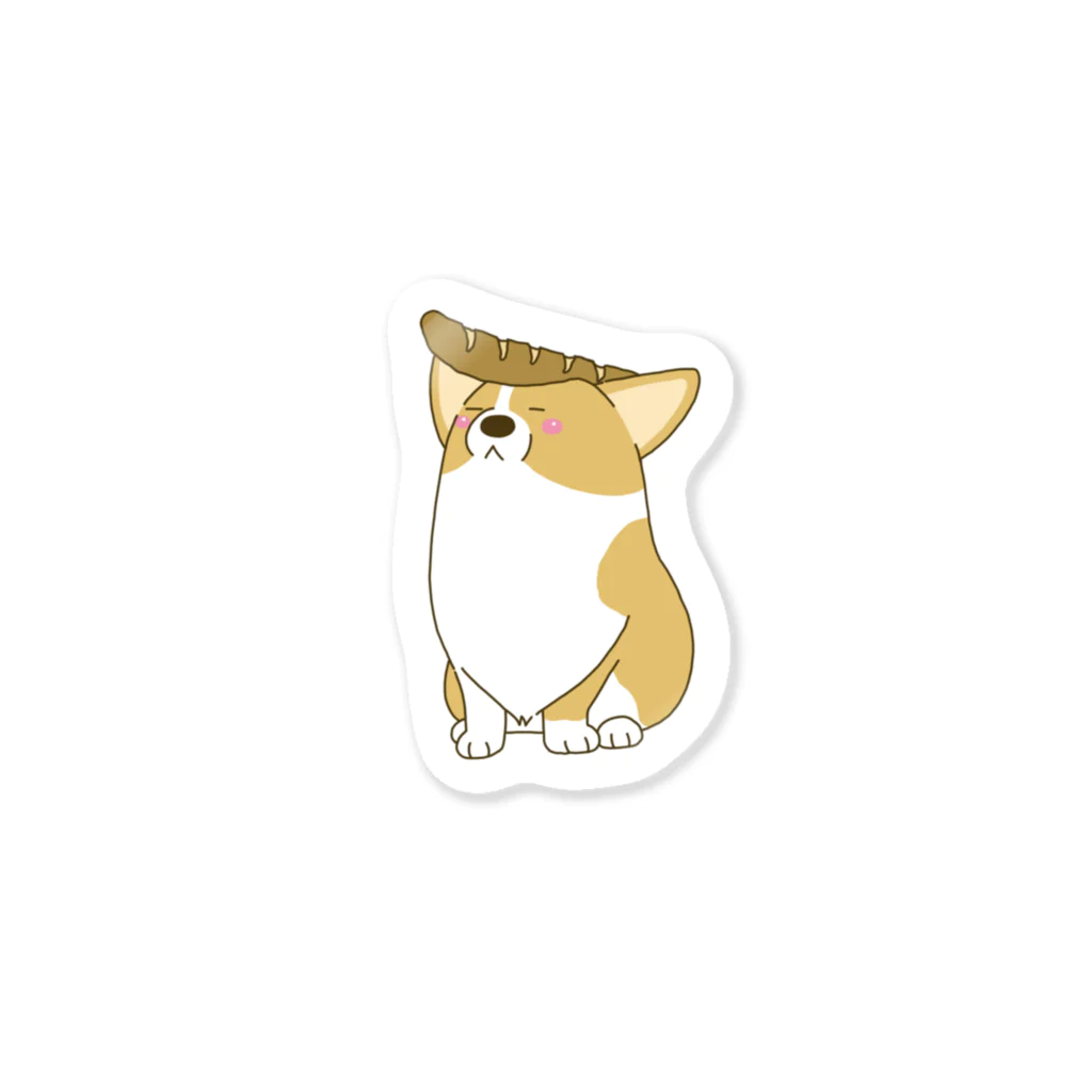 5corgisのフランスパンでリーゼントごっこをするコーギー Sticker