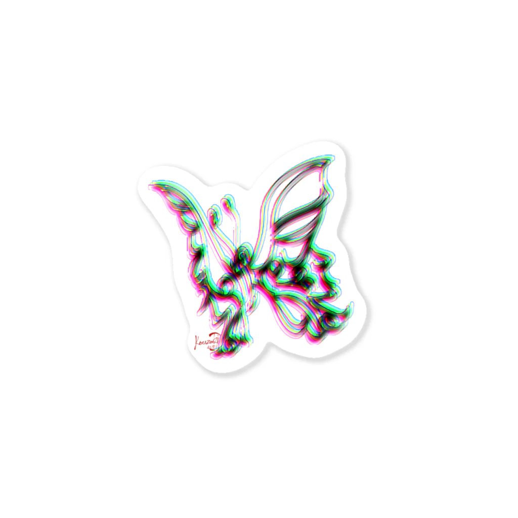 紅空月(kouzuki)designのbutterfly_graphic2 ステッカー