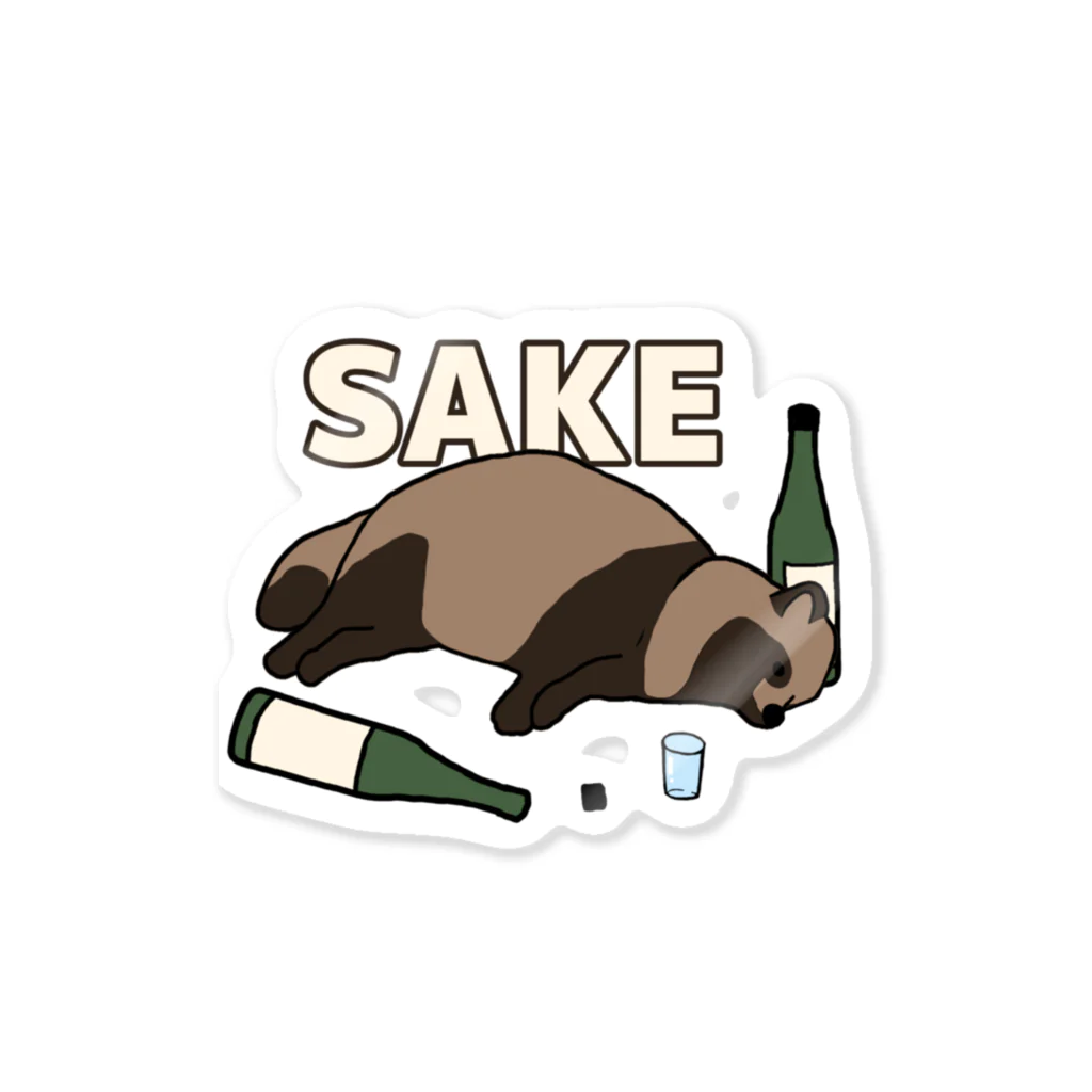 カモシカ亭のタヌキと日本酒 Sticker