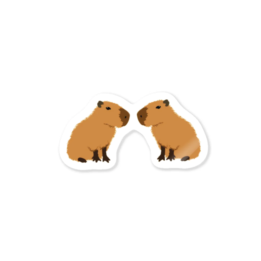 カピバラウンジの物販の向き合うカピバラ Sticker