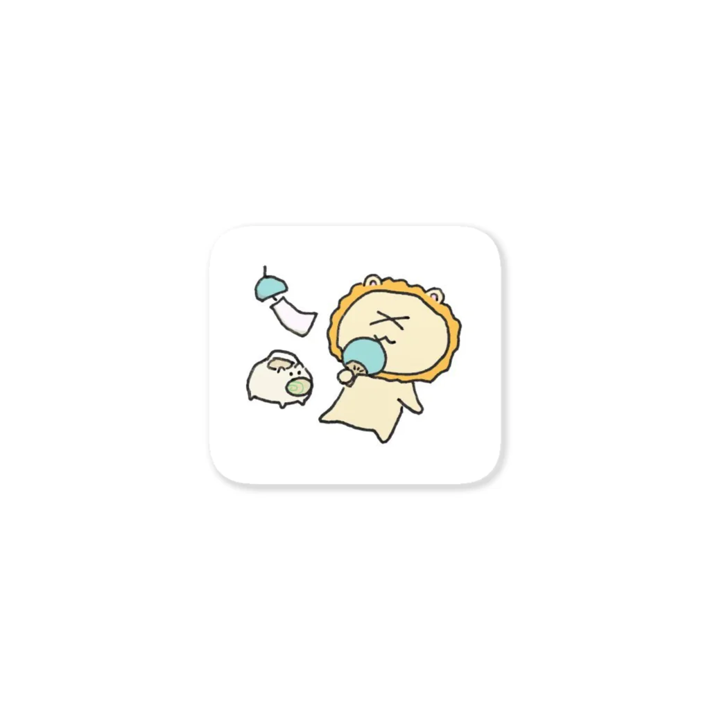 無理サファリパークの辛獅子(ツライオン)の赤ちゃんの夕涼み Sticker