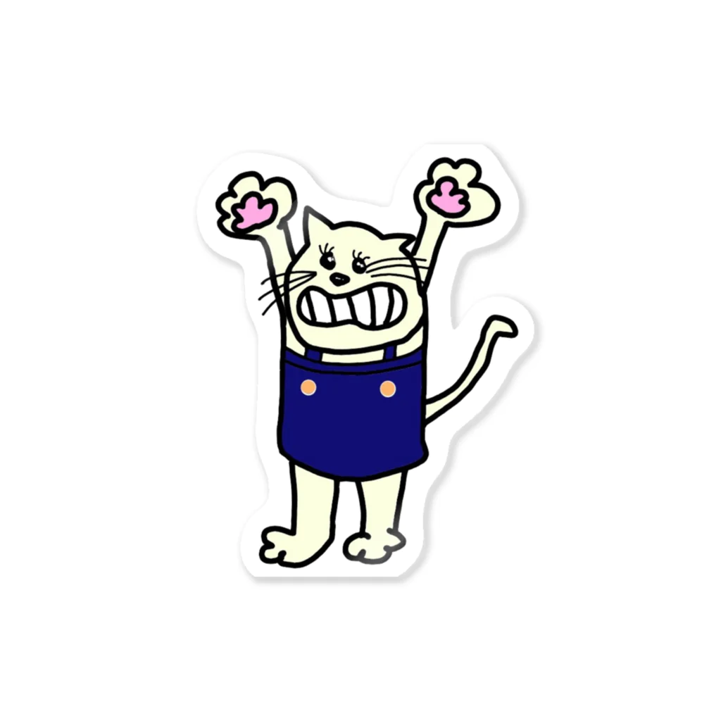 COQUITOのネコ オーバーオール 青 Sticker