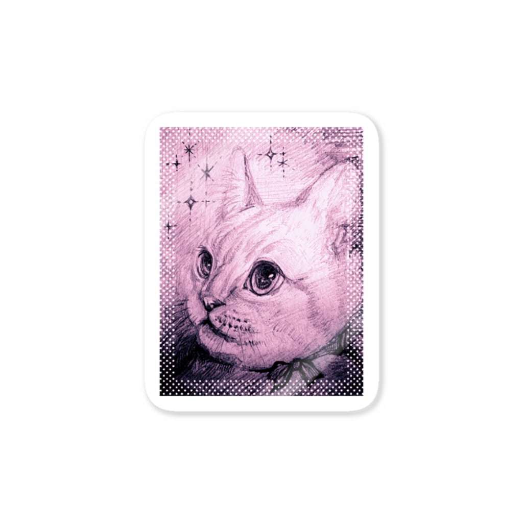 harupink🌸ペット似顔絵illustのゴスロリにゃんこ(ピンク×ブラック) Sticker
