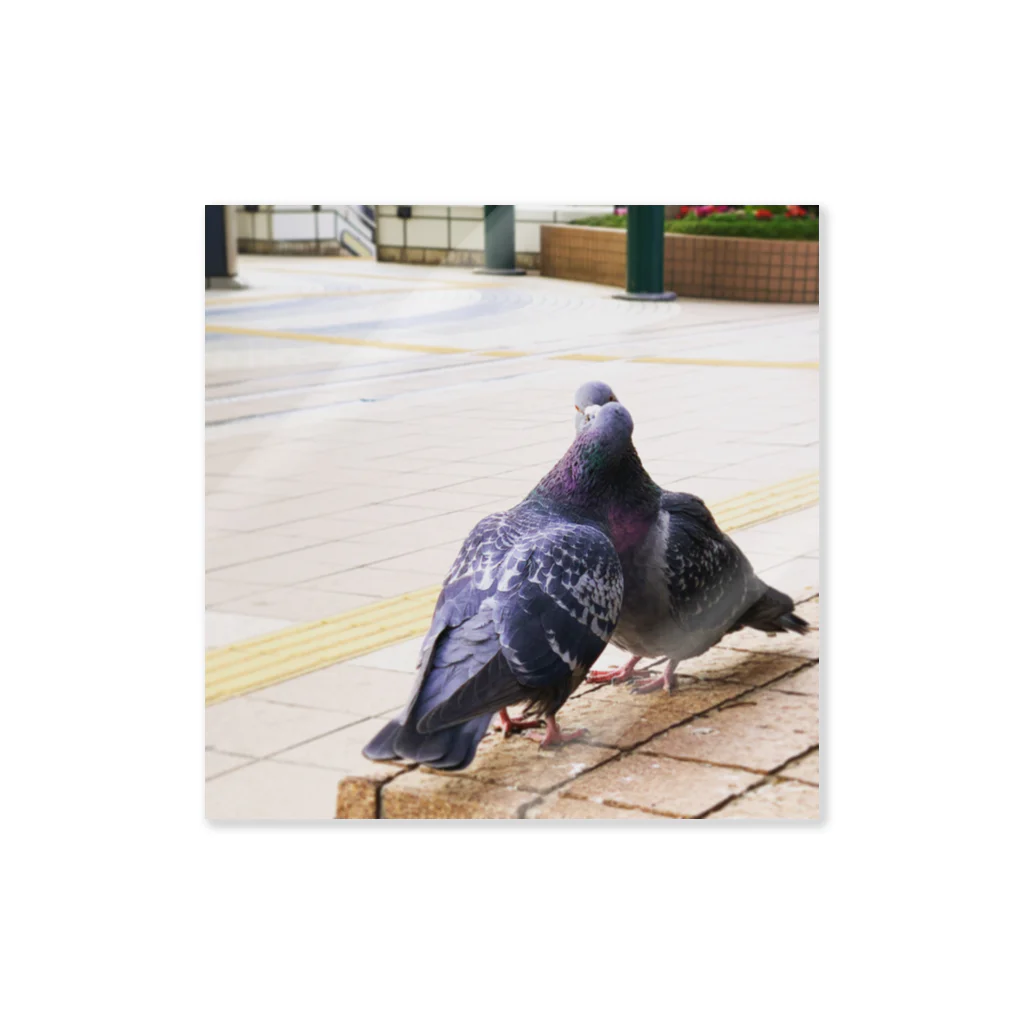 hatopigeonpiccioneの2  pigeons, in winter. ステッカー