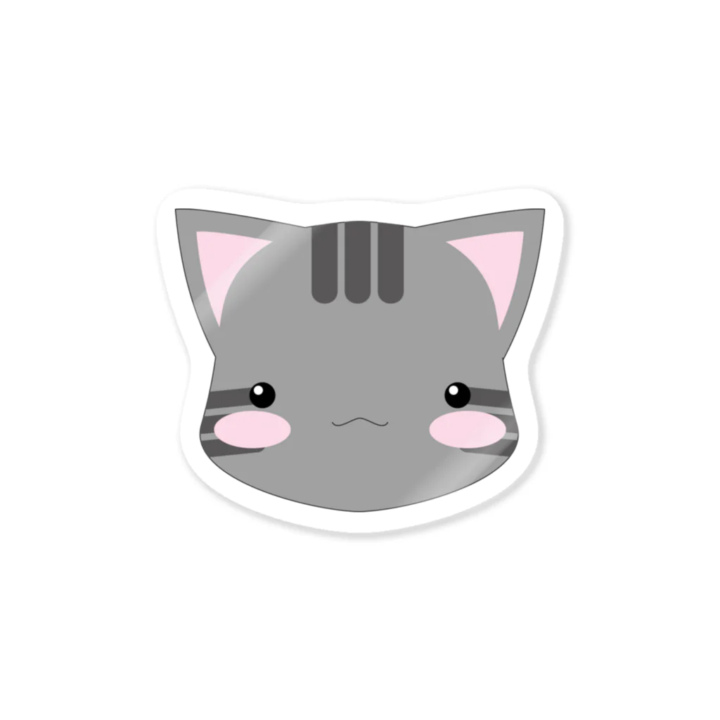 黒猫のluna　SUZURI支店の顔だけ灰シマ猫 Sticker