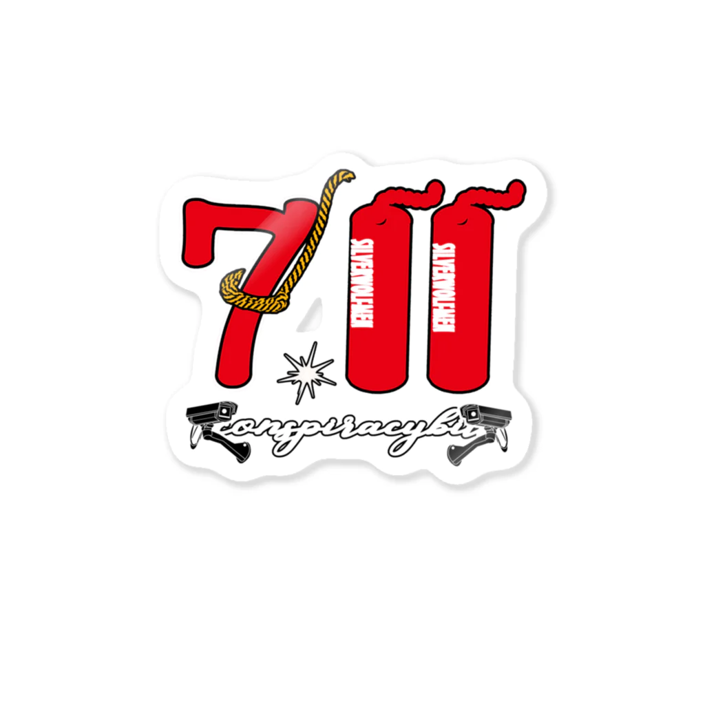 ＳＩＬＶＥＲＷＯＬＦＭＥＮmixculturedesinのゲリラコレクション「７１１」Tシャツ Sticker