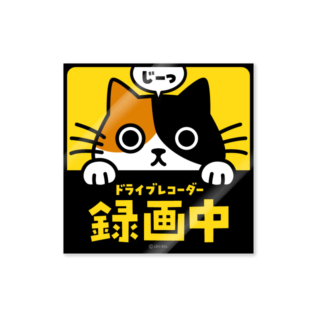 chi-bitのじーっとみる猫・ドライブレコーダー録画中！（三毛猫） ステッカー