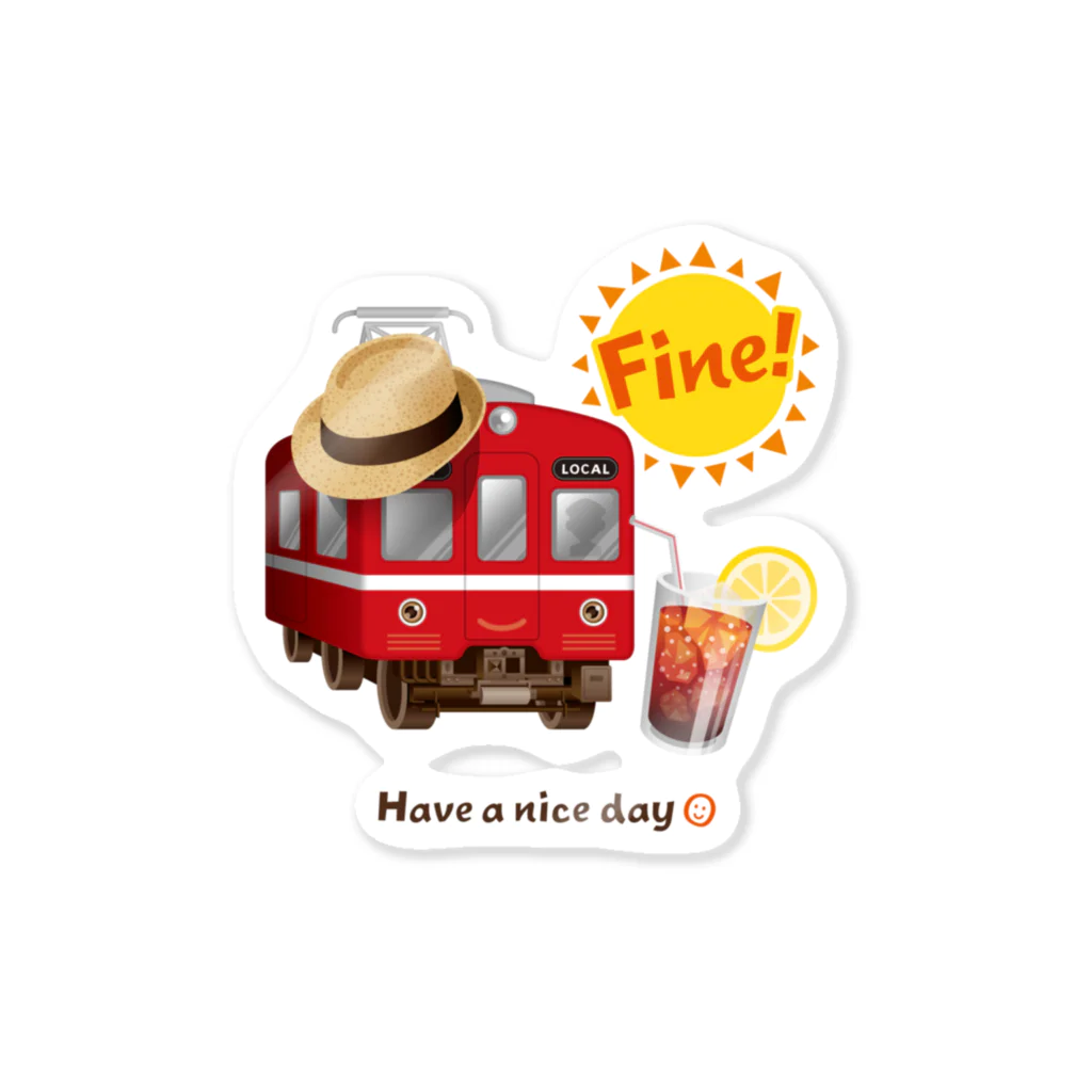 Train Kids! SOUVENIR SHOPの赤い電車 「 Fine ! 」 ステッカー