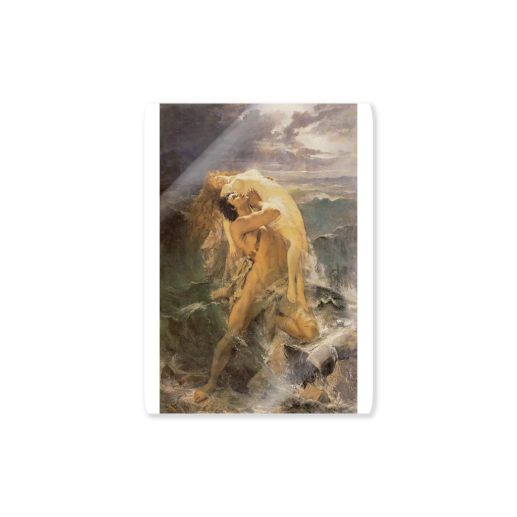 世界の絵画アートグッズのポール・メルワール《洪水、妻を抱きかかえるデウカリオン》 Sticker