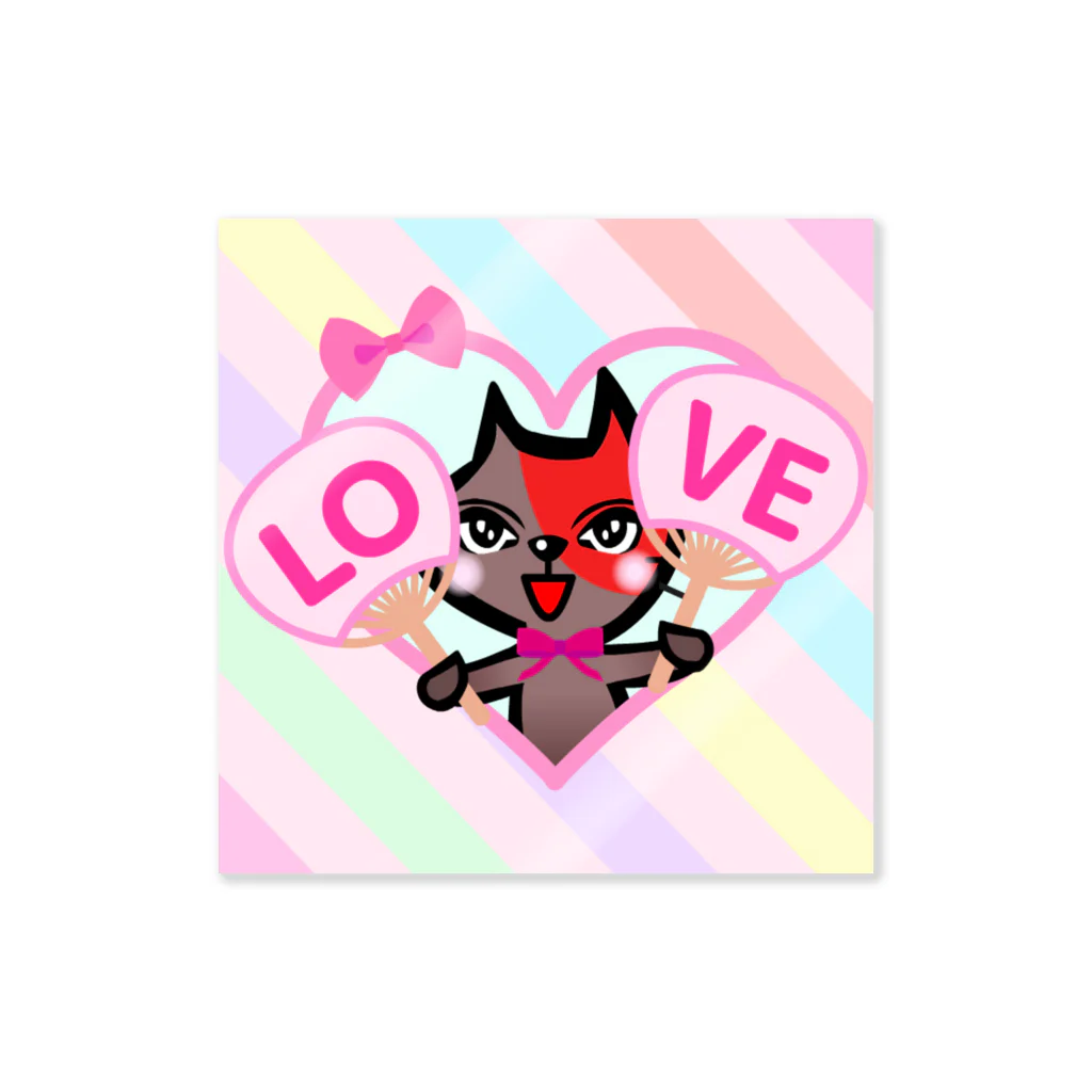 PINK FUKUMIYAのキュートな赤茶ねこ ステッカー/うちわLOVEVer. Sticker