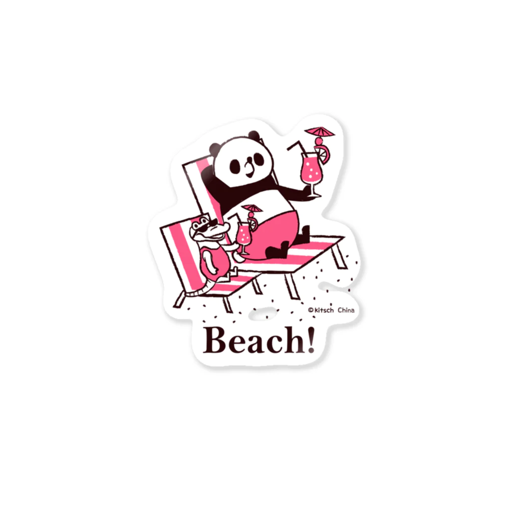 キッチュのビーチで！　pink　パンダのおはなし Sticker