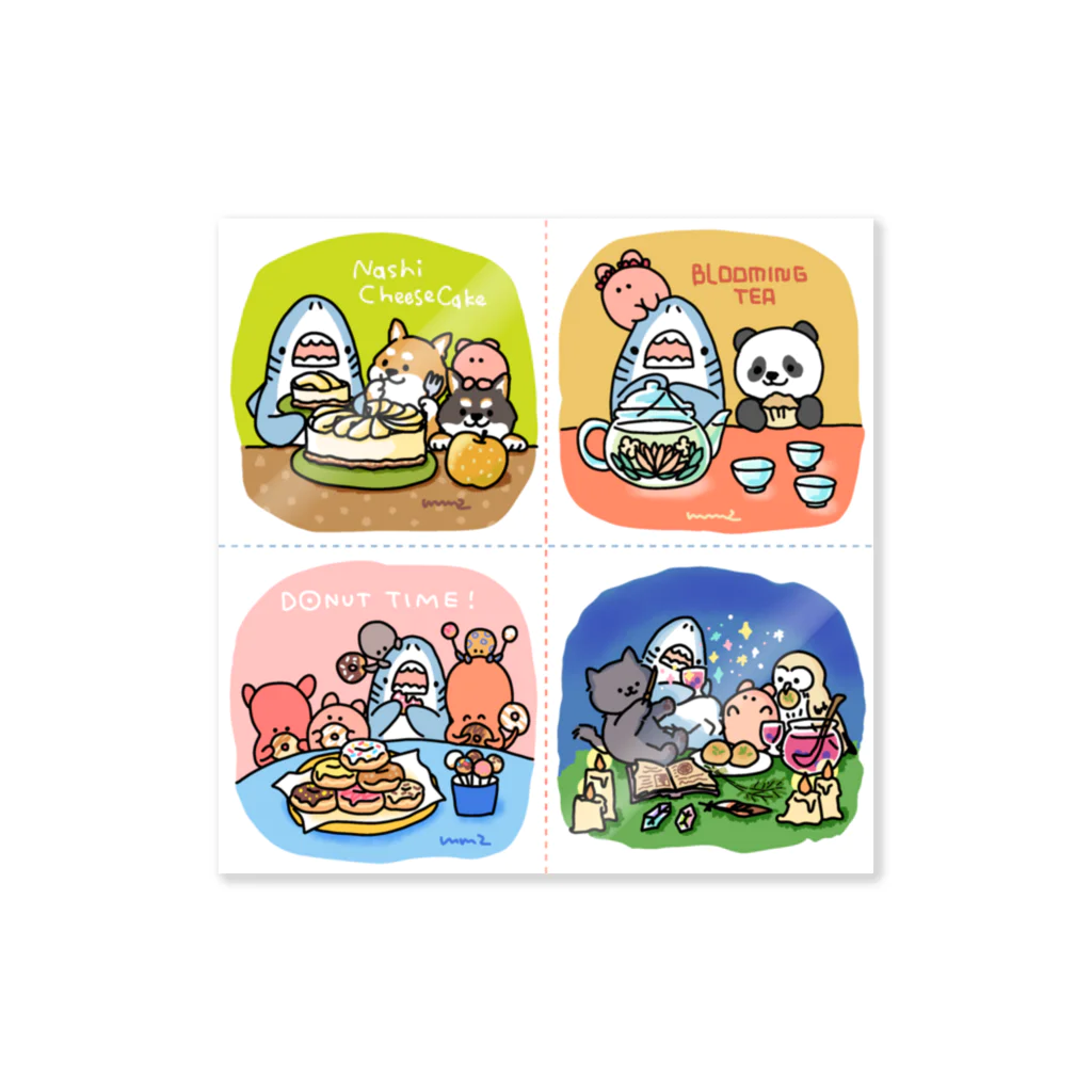 サメとメンダコ[namelessmm2]のサメとメンダコの4枚セットその2 Sticker