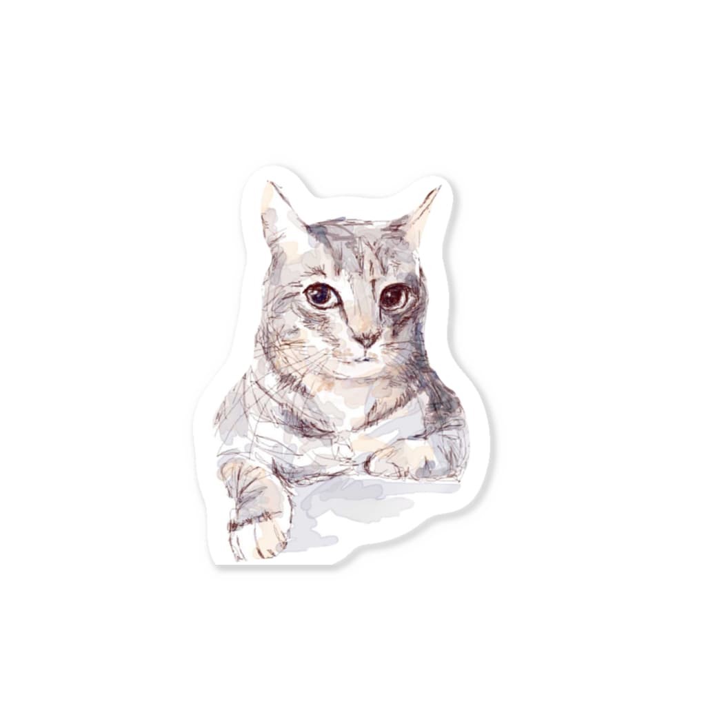 そんなにみつめないで ドキドキしちゃうから かわいい猫のイラスト 百合の筆 Yurinofude のステッカー通販 Suzuri スズリ