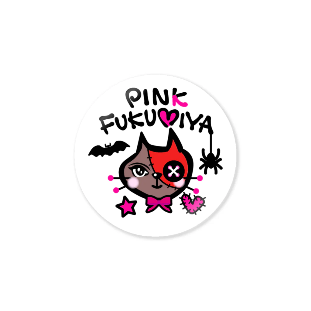 PINK FUKUMIYAのキュートな赤茶ねこ ステッカー/Bat ステッカー