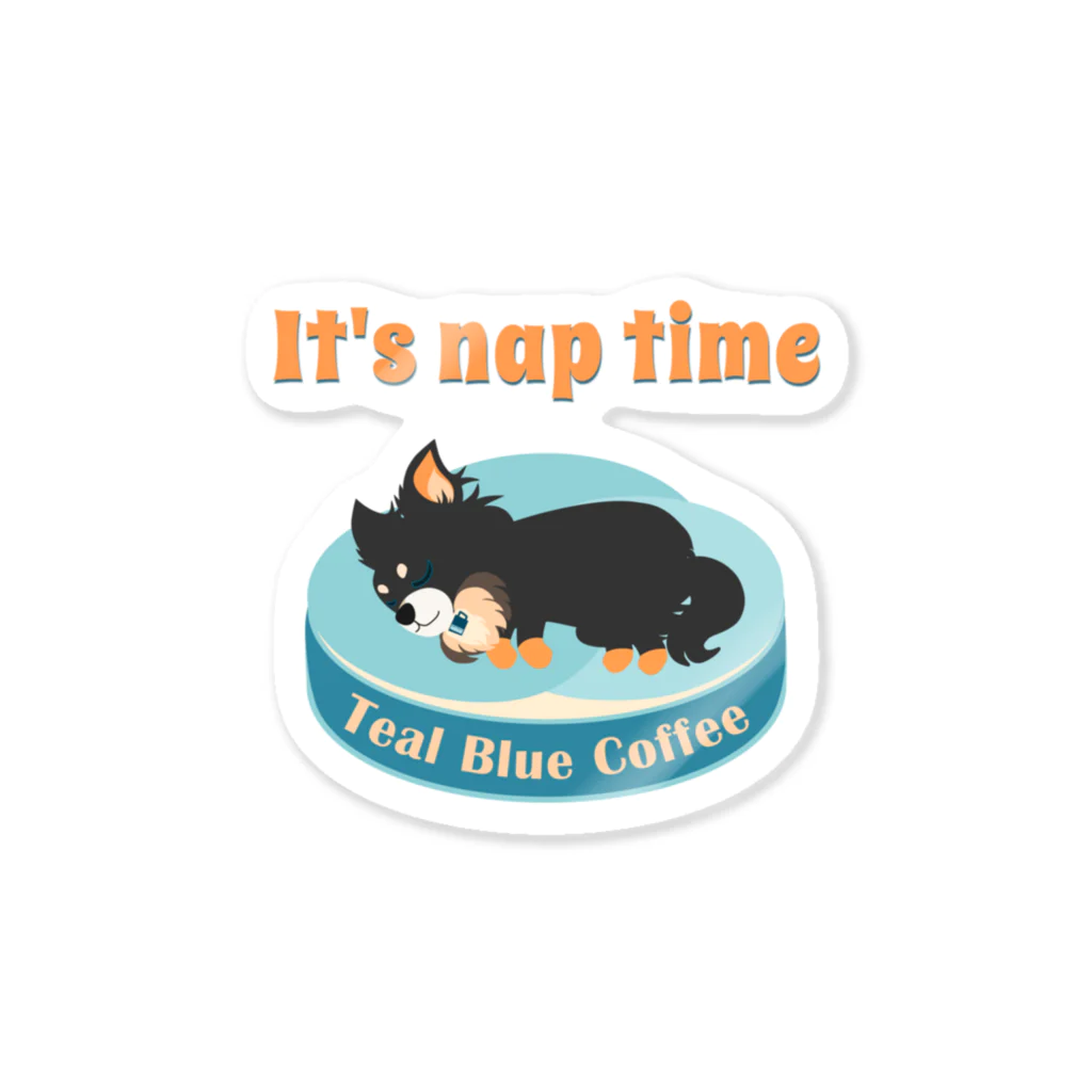 Teal Blue Coffeeのお昼寝の時間　-puppy teal- ステッカー