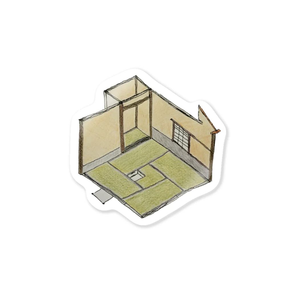 茶室デザインの利休四畳半 ステッカー