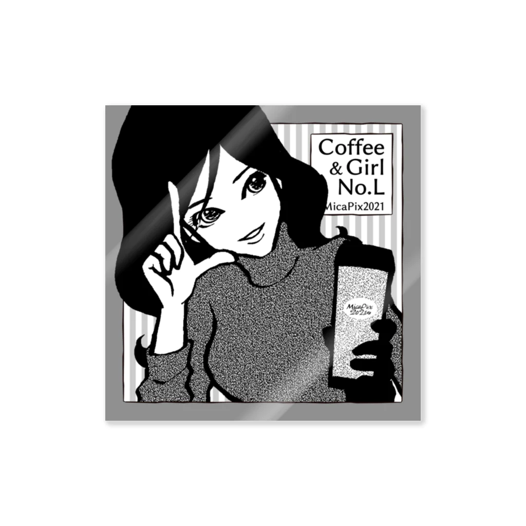 MicaPix/SUZURI店のCoffee&Girl "No.L" Sticker
