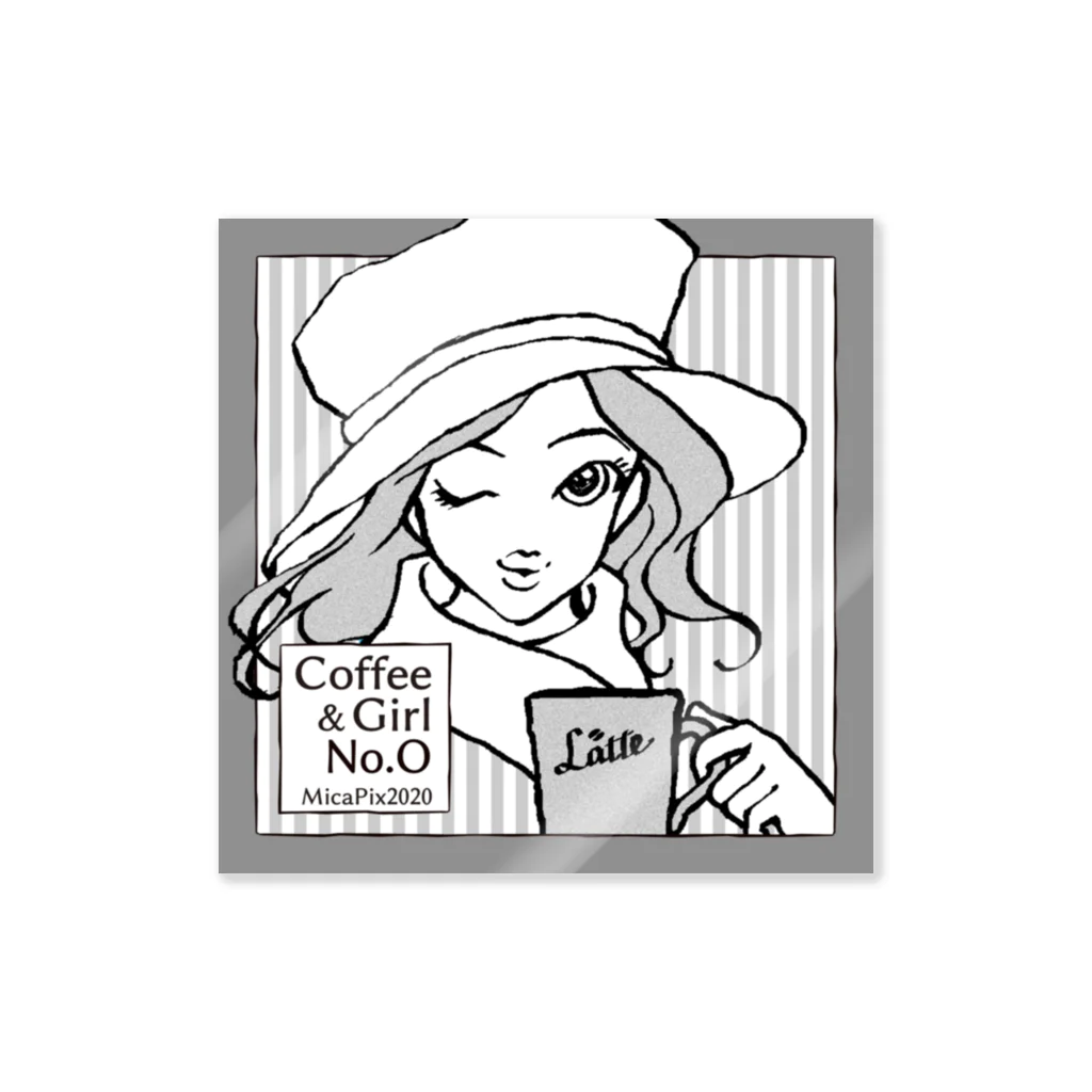 MicaPix/SUZURI店のCoffee&Girl "No.O" Sticker