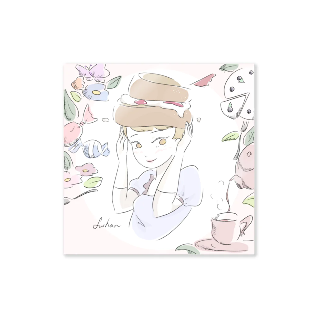 ふぅちゃんイラストのケーキちゃん Sticker