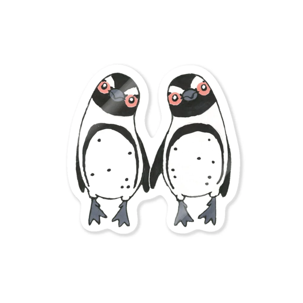 penguininkoの手繋ぎケープペンギンのカップル🐧❤️🐧 ステッカー