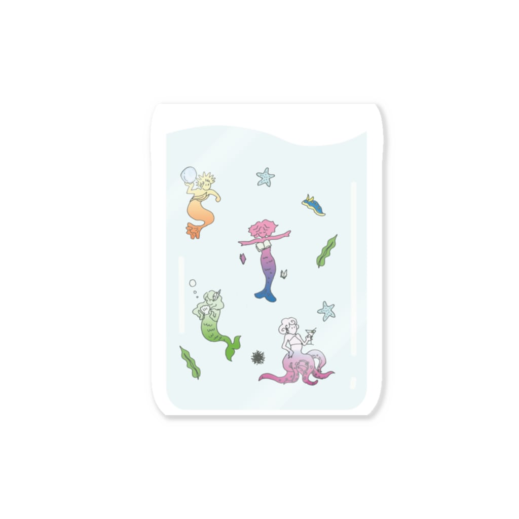 杜の魚のあつまれビーカー人魚 Sticker